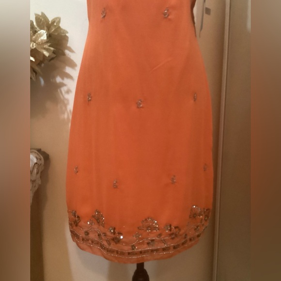Rampage NWT Elegant Orange Sleeveless Dress with Rhinestones - Picture 3 of 7